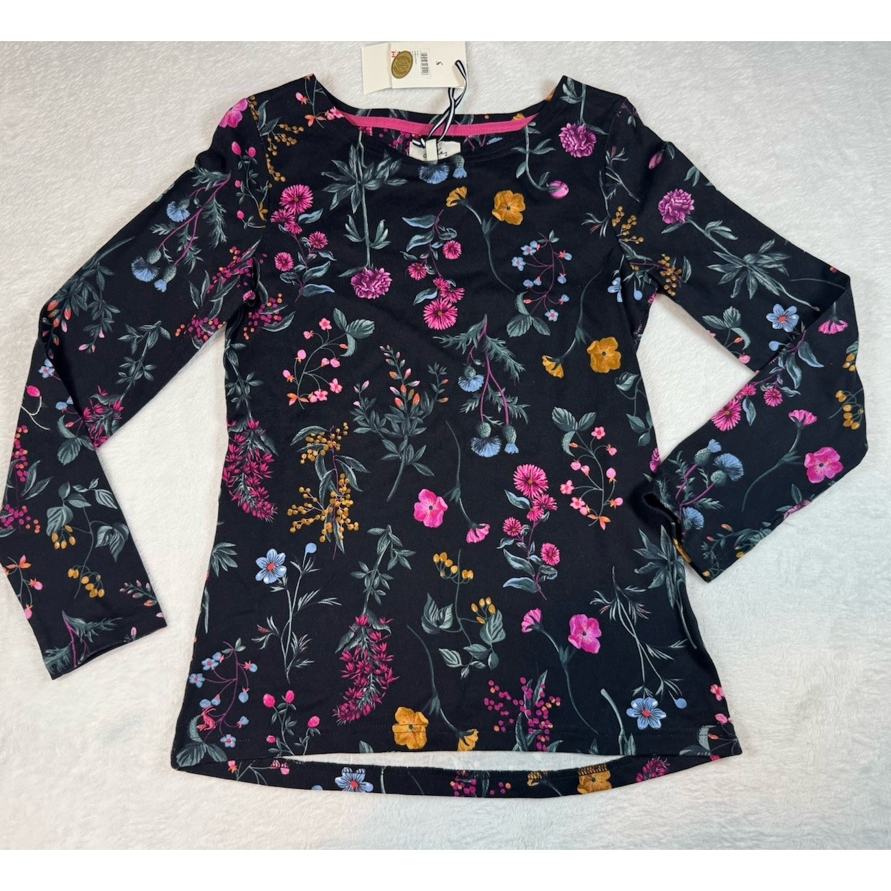 Joules  Harbour Black Floral Print Womens Blouse Size 6 Brand New Casual